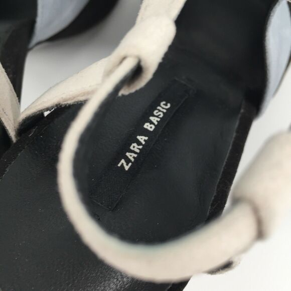 Zara Basic Two Tone Peep Toe High Heels 40 US 9 Blue Black Cuff Bootie Sandals - Picture 6 of 9